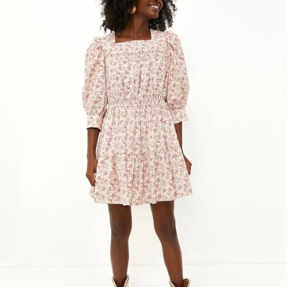 Tuckernuck Hyacinth House Pink and Red Floral Maddie Mini Dress sz Small